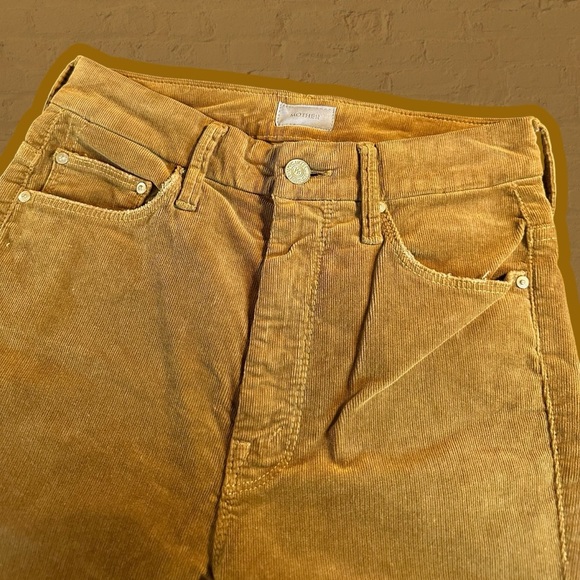 MOTHER Denim ‘High Waisted Looker Ankle Chew’ Corduroy Pant in “Okra” Size 24 - Picture 2 of 16